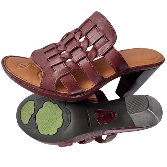 Born Leather Woven Heeled Sandals - Picture 3 of 11